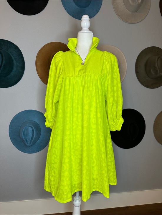 Emily Mccarthy Dresses & Skirts - Emily McCarthy Neon Yellow Puff Sleeve Babydoll Dress